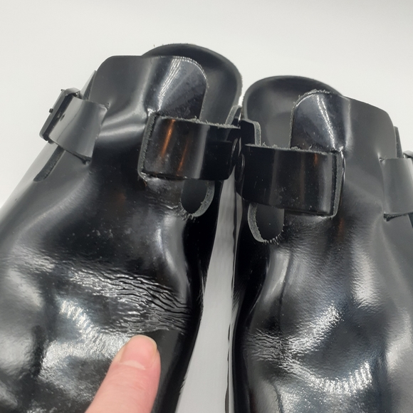 SOLD ON EBAY Birkenstock Boston Mules Patent Leather Sz 39 (8-8.5) Narrow - Picture 6 of 13